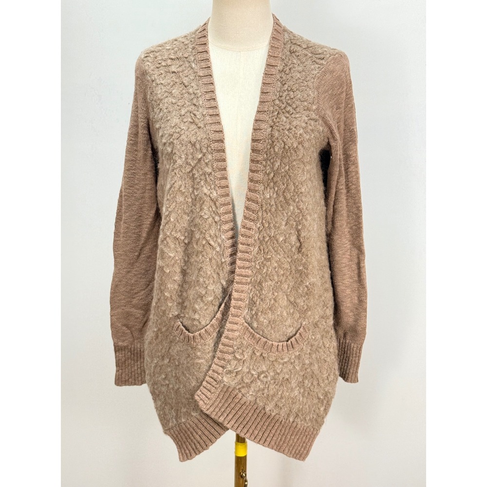 Sleeping on Snow Anthropologie Tan Textured Open Front Cardigan Sweater Medium